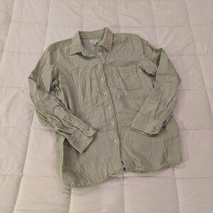 J Crew Gauzy spring green button down